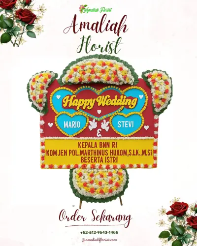 Karangan Papan Bunga Pernikahan di Sirnamekar